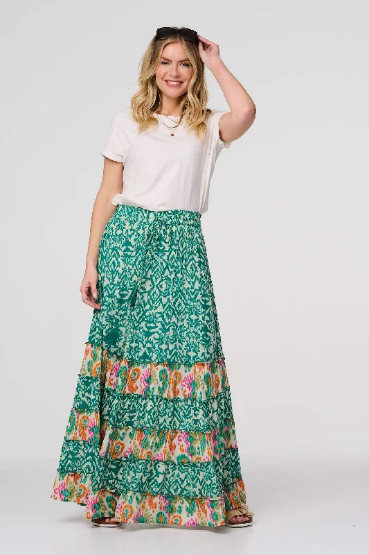 Patchwork High Waist Maxi Skirt wool skirt warm