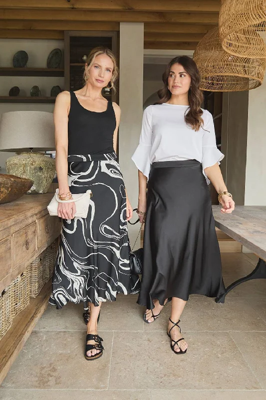 Printed High Waist A-Line Midi Skirt velvet skirt plush