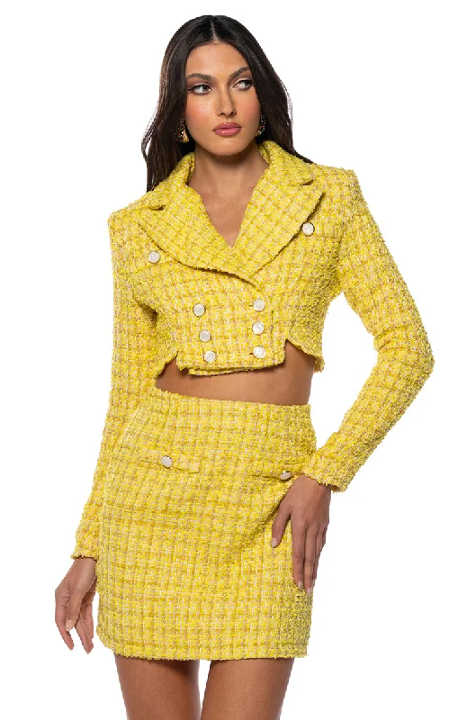 SO CHER TWEED MINI SKIRT SET silk skirt lustrous