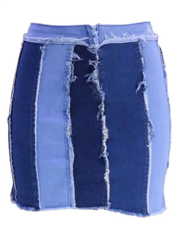 Women’s High Waist Patchwork Washed Pleated Denim Skirt corduroy skirt comfortable