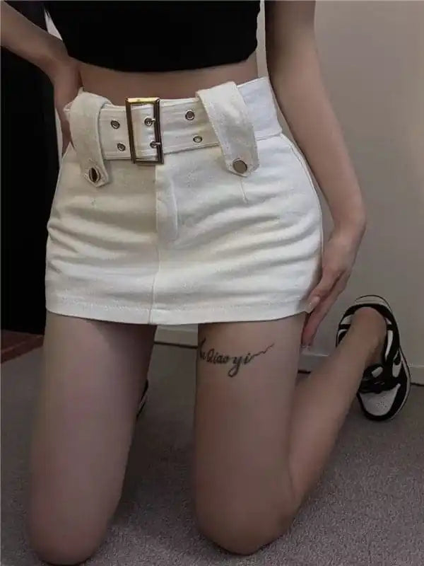 Y2K washed denim high waist slim skirt lace skirt elegant