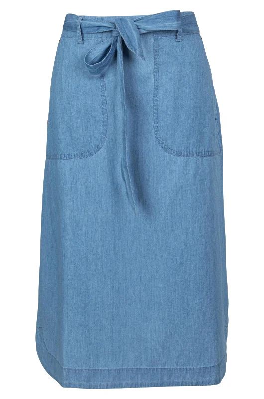 100% Cotton Chambray Skirt | LIGHT BLUE | 6650A1 lace skirt intricate