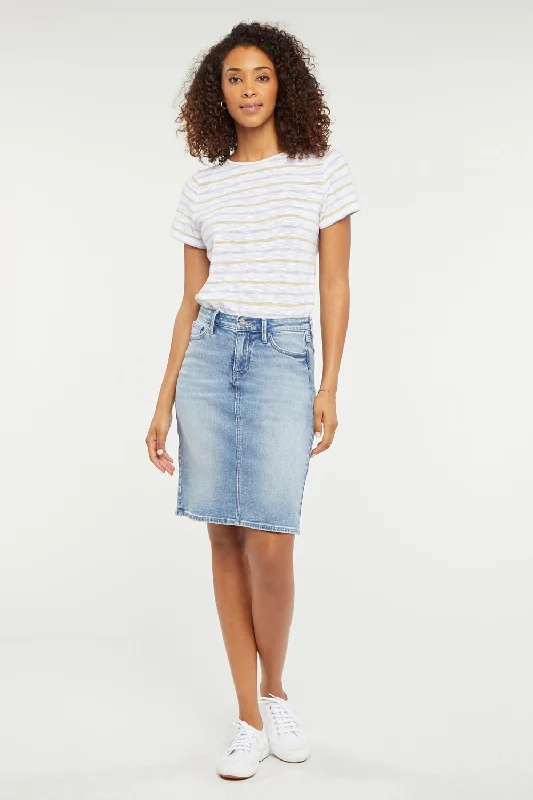 5 Pocket Jean Skirt In Petite - Quinta spandex blend skirt