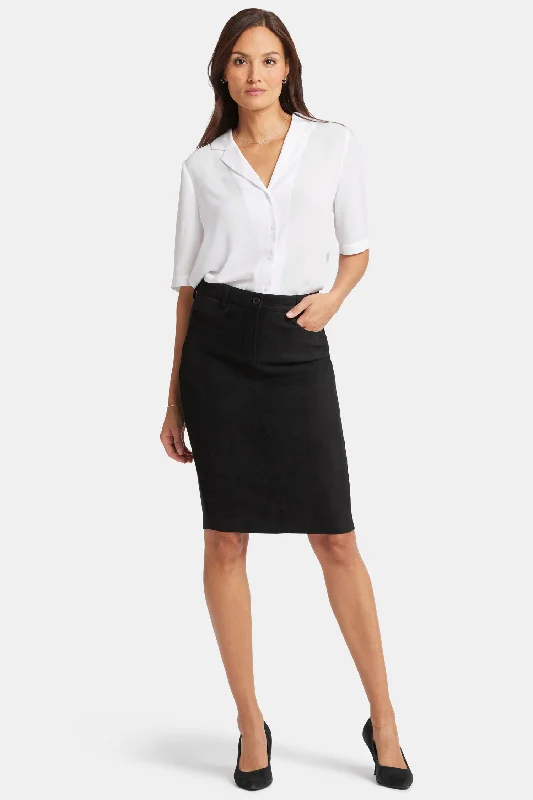 5-Pocket Pencil Skirt - Black velvet skirt rich
