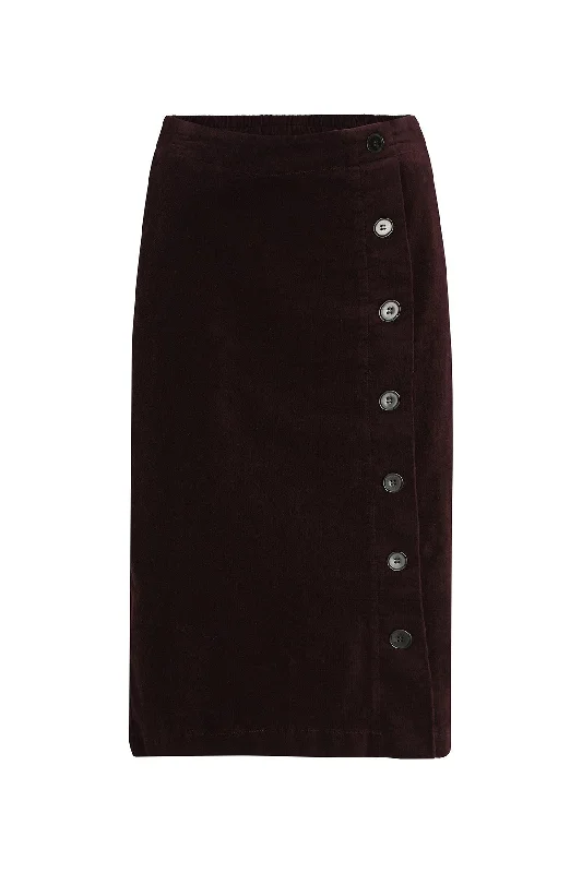 A-line Corduroy Skirt | Berry | 6199ZR linen skirt breathable