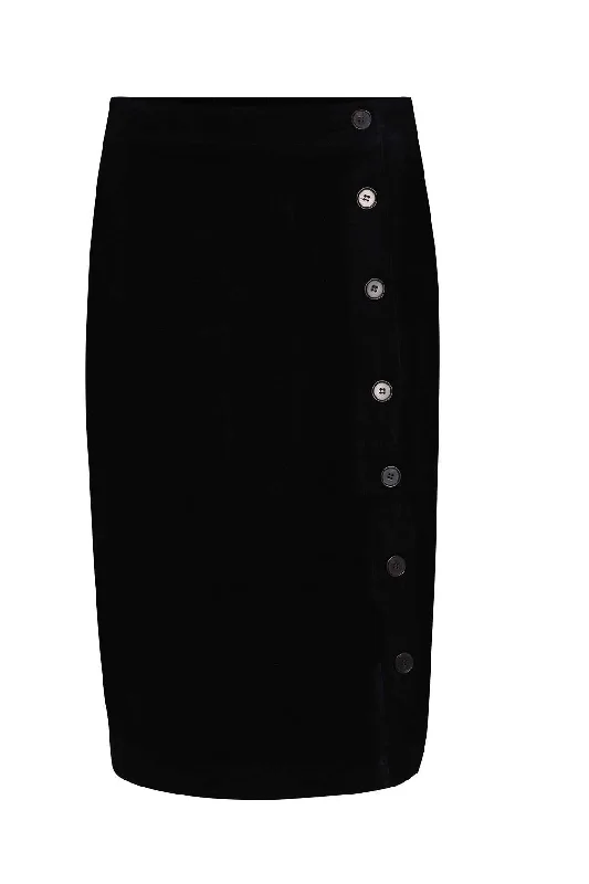 A-line Corduroy Skirt | BLACK | 6199ZR silk skirt lustrous