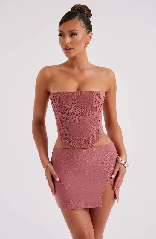 Alina Mini Skirt - Rose Pink leather skirt bold