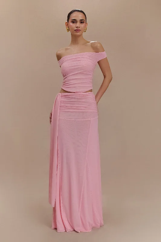 Arna Mesh Maxi Skirt - Candy Pink wrap skirt elegant