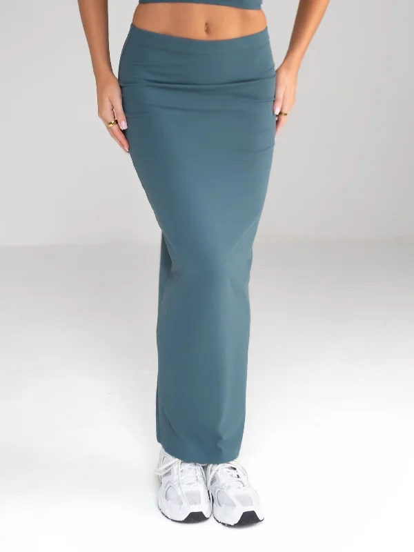 Alessia Maxi Skirt - Dark Teal chiffon skirt airy