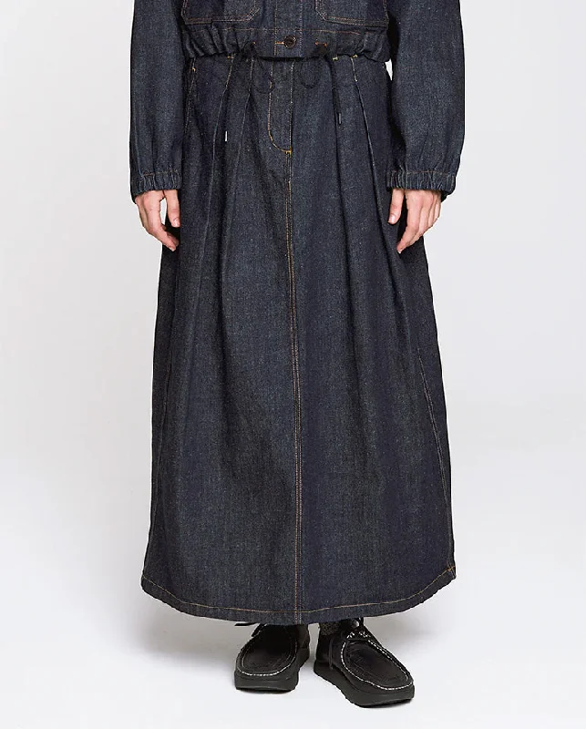 Bulb Denim Maxi skirt INDIGO cashmere skirt soft