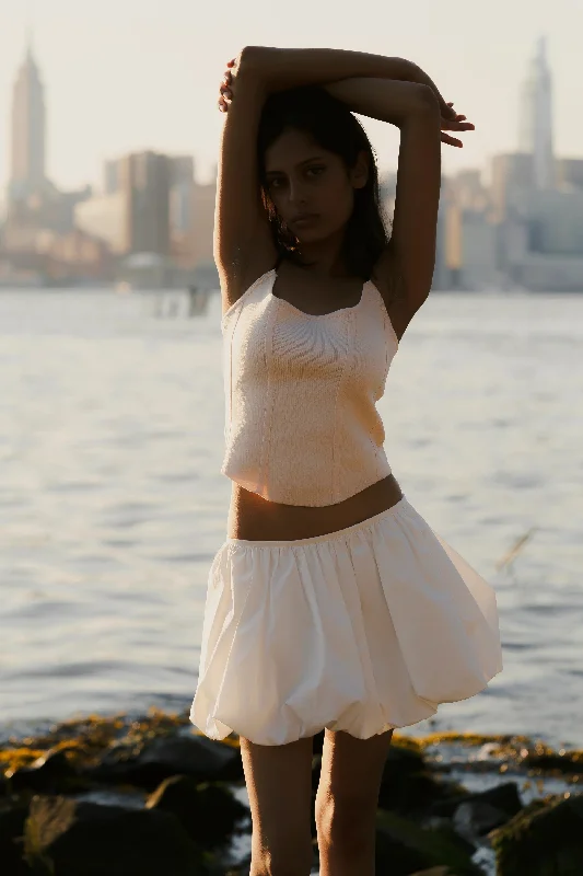 Cloud Poplin Mini Skirt a-line skirt cut