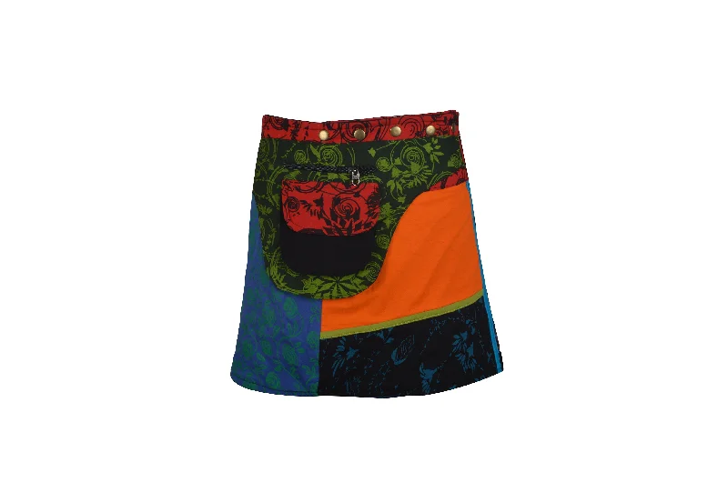 Multi color Women's Wrap Round Hippy Popper Skirt corduroy skirt comfortable