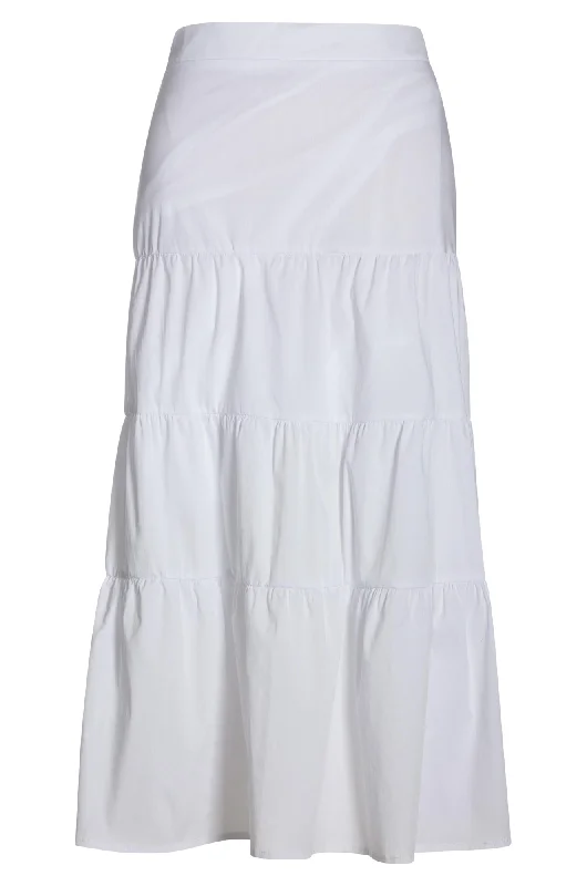 Cotton Poplin tiered Skirt | WHITE | 6383AR lace skirt feminine