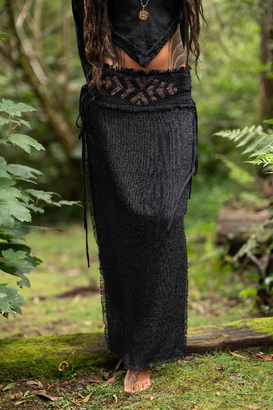 Daenerys Natural Cotton Skirt - Black cashmere skirt fine