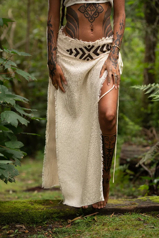 Daenerys Natural Cotton Skirt - Cream denim skirt stylish