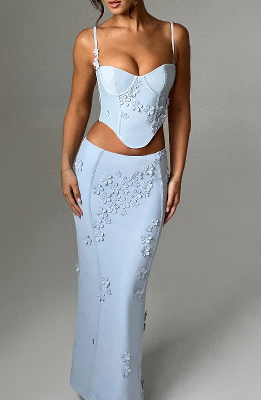 Dalary Maxi Skirt - Blue satin skirt smooth