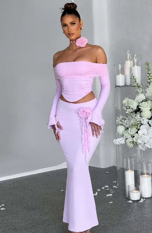 Deema Maxi Skirt - Pink corduroy skirt cozy