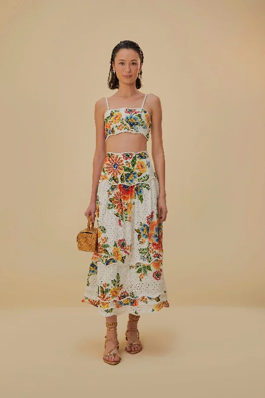 Off-White Delicate Garden Midi Skirt silk skirt lustrous