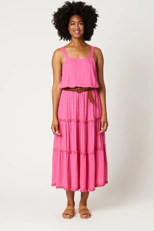 Eb & Ive - Jungle Maxi Skirt - Flamingo seamless skirt comfort