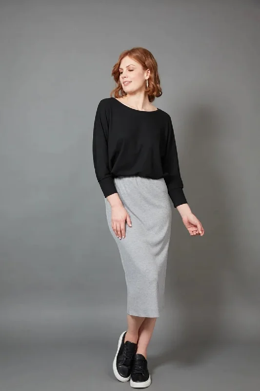 Eb & Ive - Studio Jersey Skirt - Gray lace skirt intricate