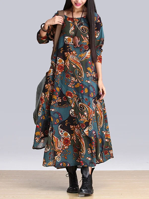 Ethnic Style Cotton and Linen Irregular Long Sleeve Skirt lace skirt feminine