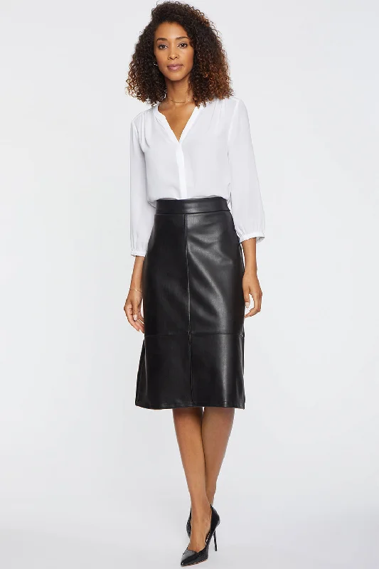Faux Leather A-Line Skirt - Black pencil skirt chic