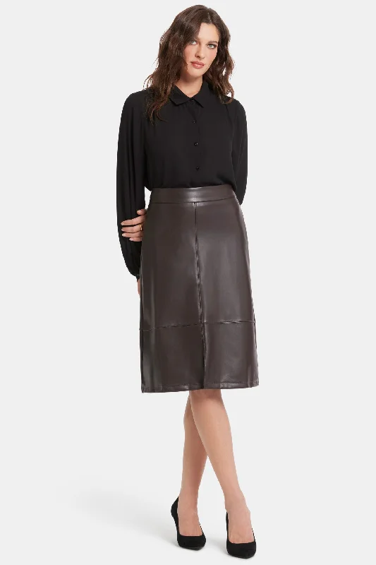 Faux Leather A-line Skirt - Cordovan a-line skirt cut
