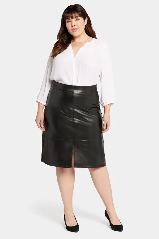 Faux Leather A-Line Skirt In Plus Size - Black cotton skirt soft