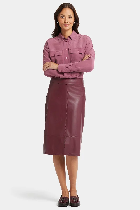 Faux Leather A-line Skirt - Tavern chiffon skirt lightweight