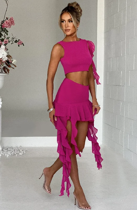 Ferna Mini Skirt - Hot Pink cashmere skirt soft