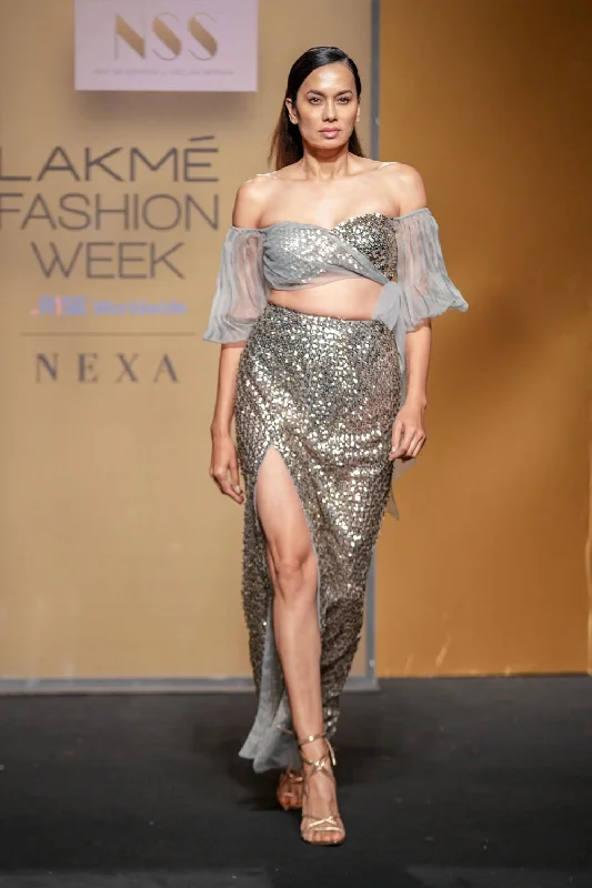 Glees Bralette With Skirt leather skirt refined