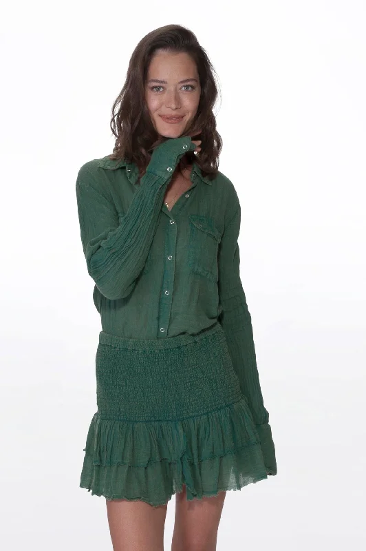 Green Gauze layered skirt mini skirt trendy