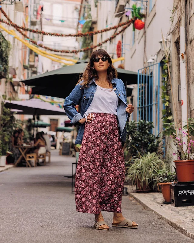 Hannah Skirt - Tile Wine elastic waist skirt