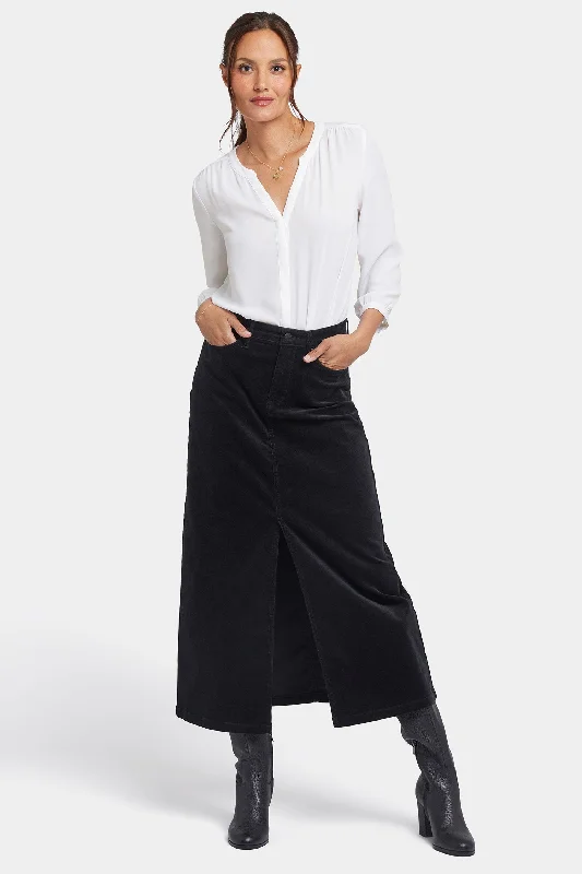 High Rise Long Skirt - Black linen skirt relaxed