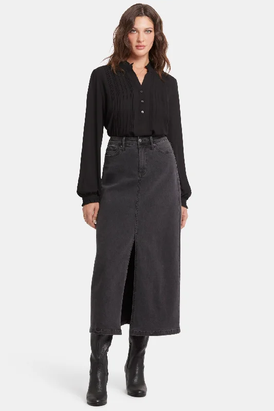 High Rise Long Skirt In Petite - Cloud Stone cashmere skirt fine