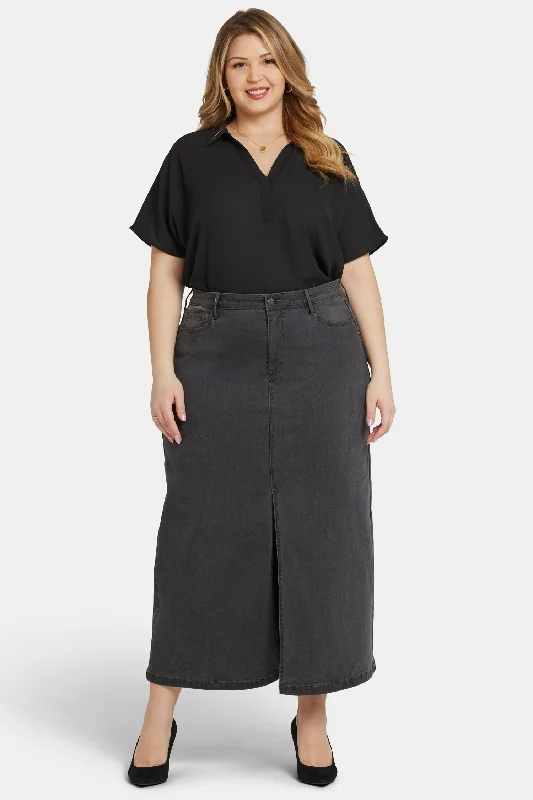 High Rise Long Skirt In Plus Size - Cloud Stone wool skirt sturdy