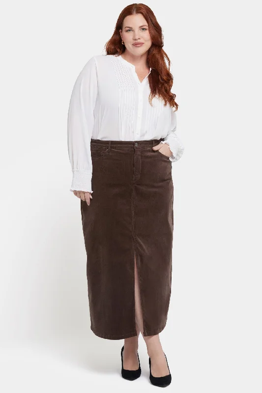 High Rise Long Skirt In Plus Size - Coffee Bean cashmere skirt plush