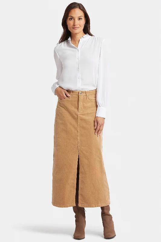 High Rise Long Skirt - Sand Dune wool skirt breathable