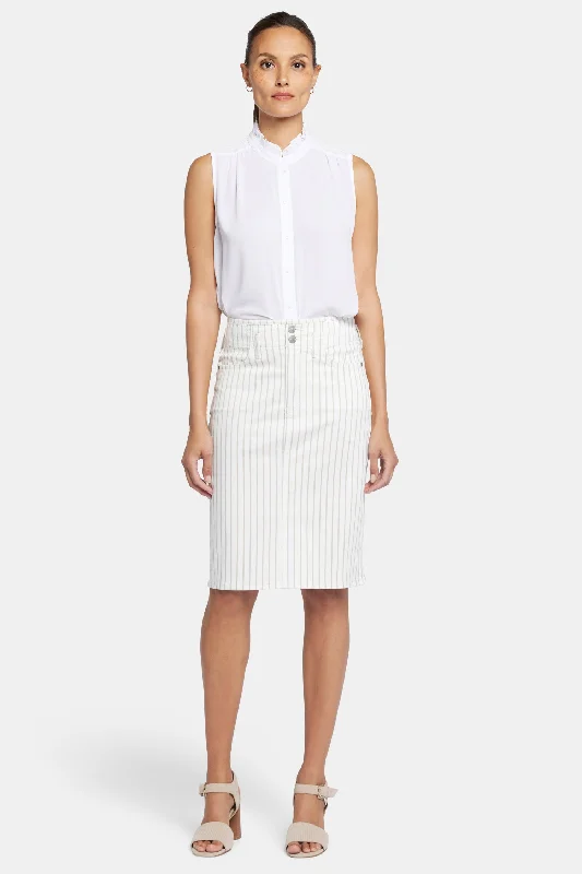 High Waist Skirt In Petite - Beach Cruise Stripe cashmere skirt soft