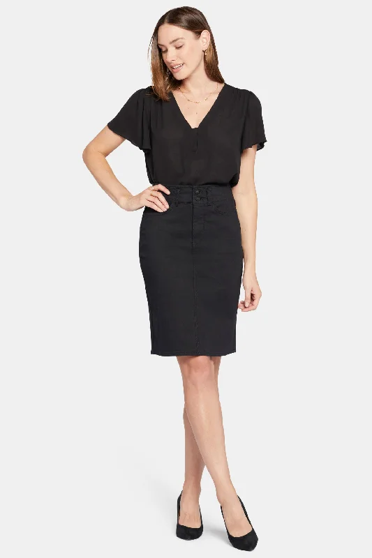 High Waist Skirt In Petite - Black wool skirt warm