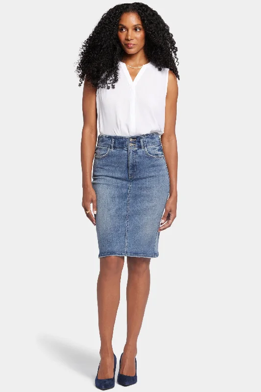 High Waist Skirt In Petite - Rockie denim skirt stylish