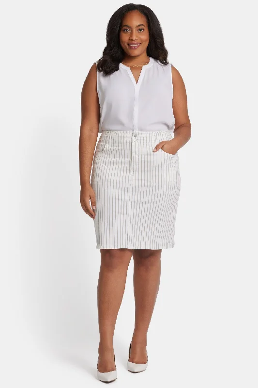 High Waist Skirt In Plus Size - Beach Cruise Stripe linen skirt natural