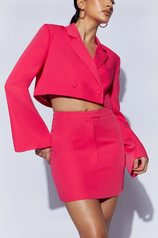 Josie Crepe Mini Skirt - Raspberry satin skirt smooth