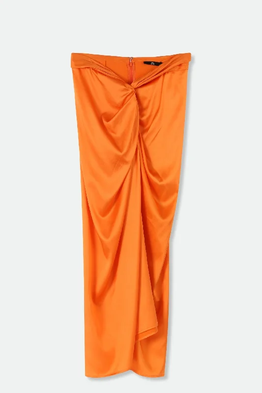 SANAA SARONG SKIRT IN STRETCH SILK CHARMEUSE IN PAPAYA boho skirt vibe