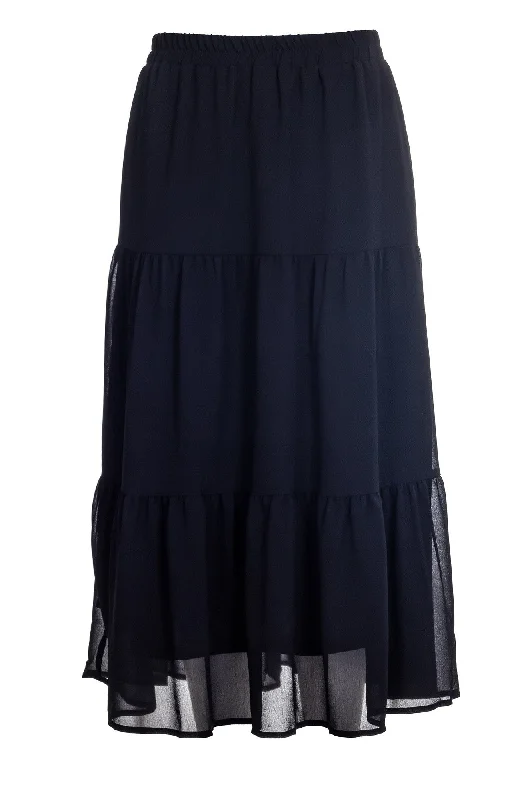 Lined Chiffon Skirt | Black | 8543A1 lace skirt elegant