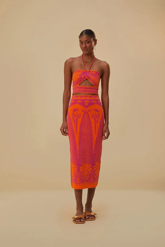 Pink Macaw Elegance Knit Skirt zip skirt side