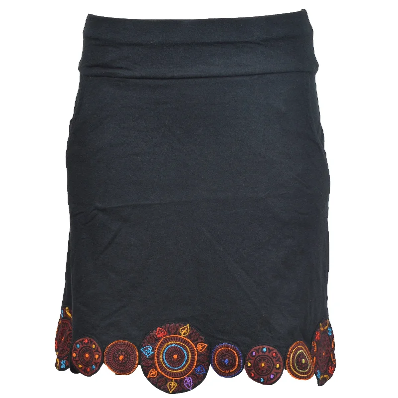 Mandala Embroidery Side Pocket Skirt pleated skirt texture