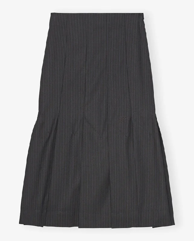 Melange Stripe Suiting Midi skirt Phantom leather skirt durable
