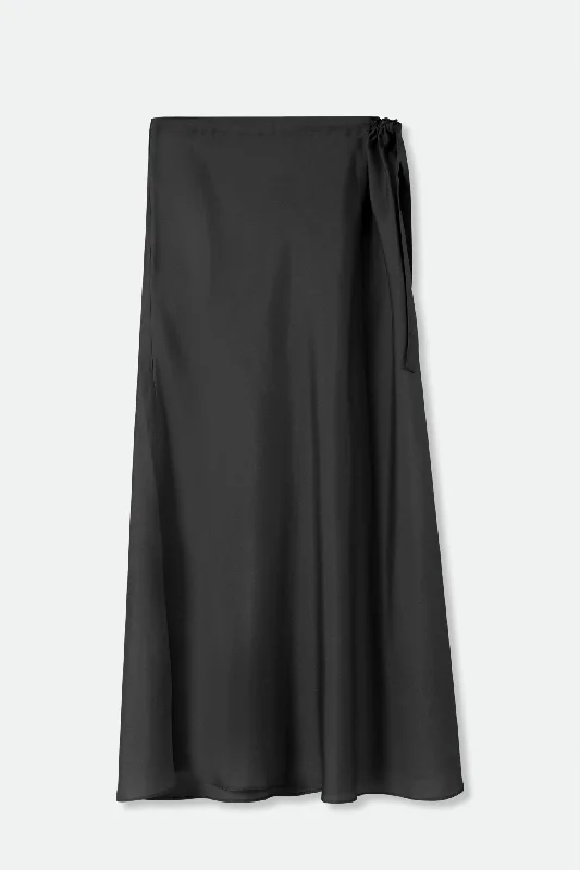 NAHLA SILK TWILL SKIRT IN BLACK vintage skirt charm