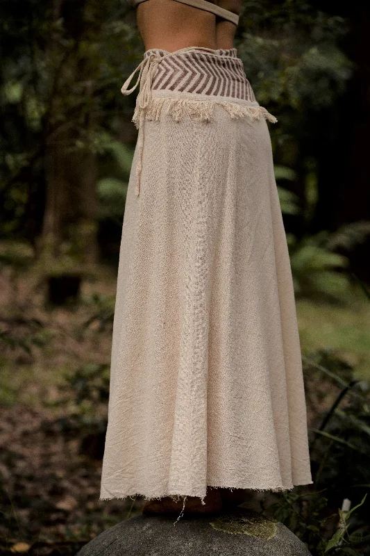 Nepali Cotton Skirt - Cream cashmere skirt soft